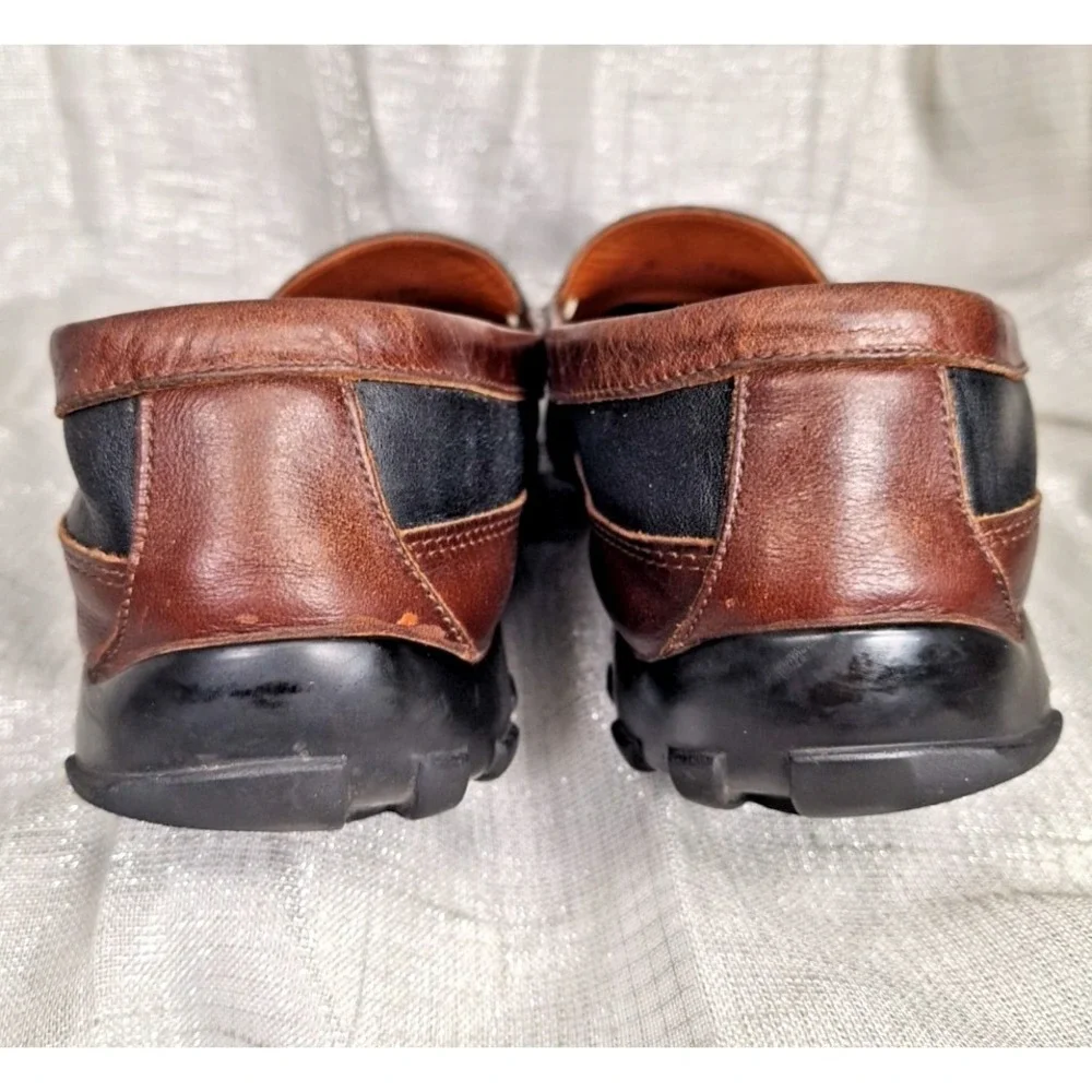 Allen Edmonds Boulder Driving Moc Loafers Black Brown Leather 14B Slip On Casual